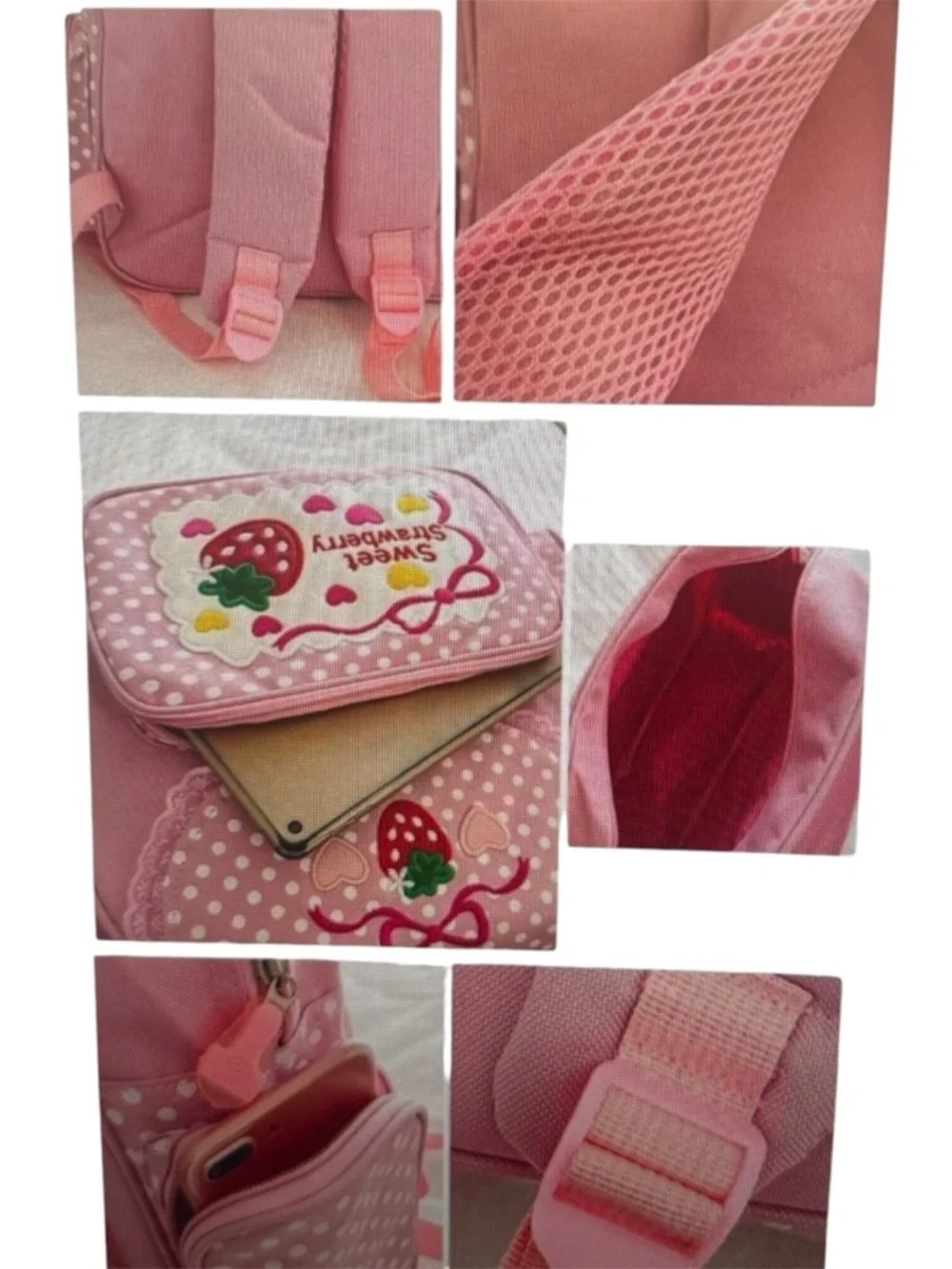 Sweet Strawberry Pink Kids Backpack